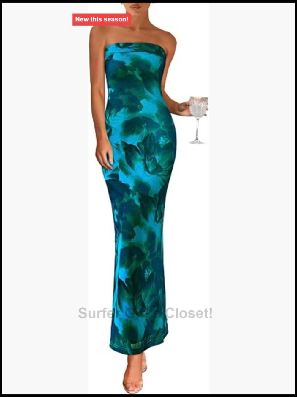 Strapless Floral Maxi Dress Bodycon Summer Formal